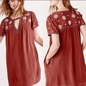 Abercrombie & Fitch Embroidered Keyhole Lined Tshirt Dress Small